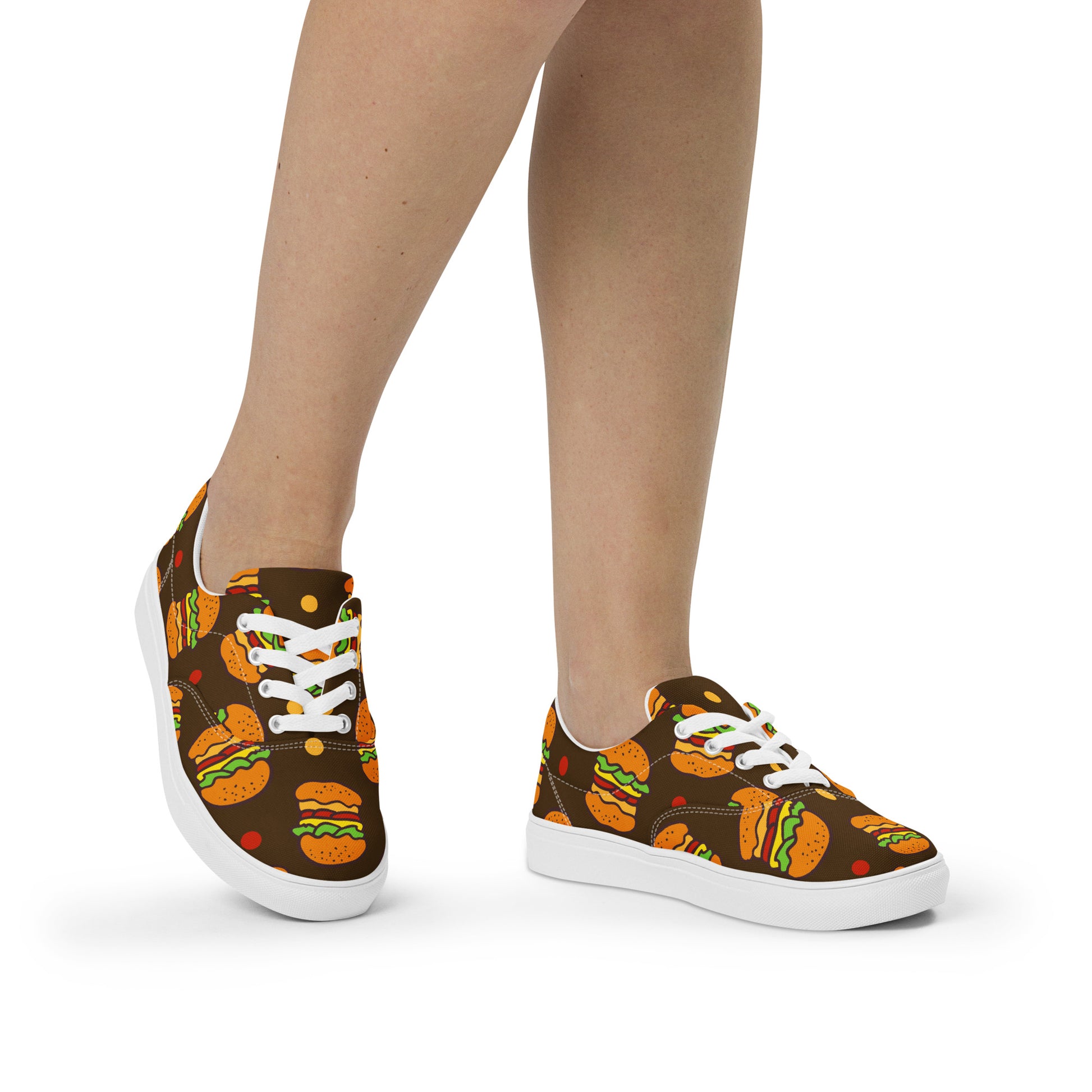 Burgers - Women’s lace-up canvas shoes Womens Lace Up Canvas Shoes Food