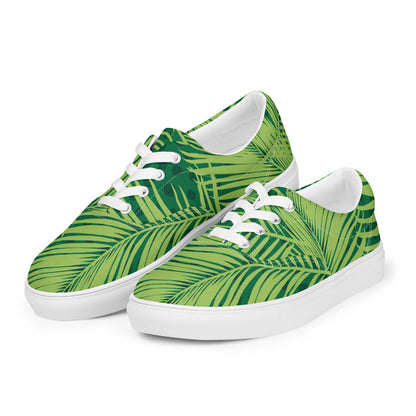Palm Leaves - Women’s lace-up canvas shoes Womens Lace Up Canvas Shoes Plants