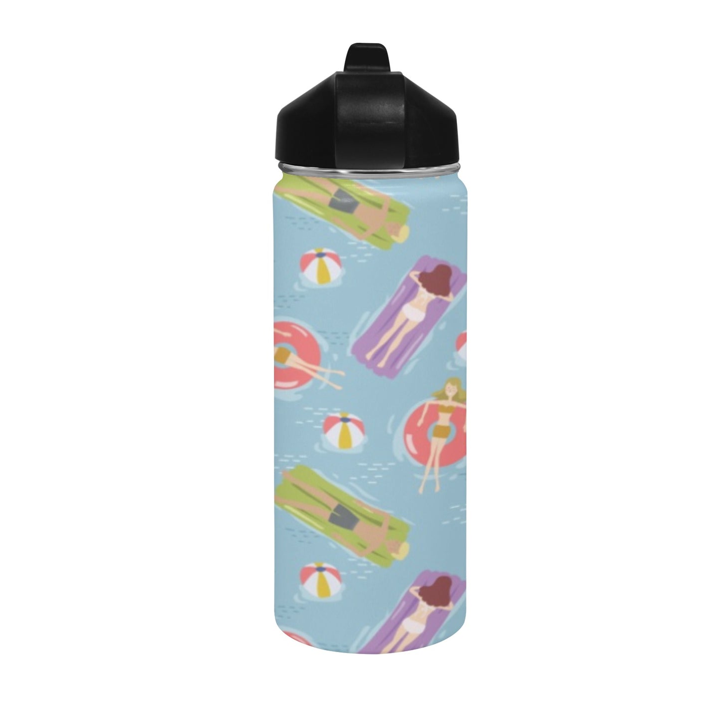 Beach Float - Insulated Water Bottle with Straw Lid (18 oz) Insulated Water Bottle with Straw Lid