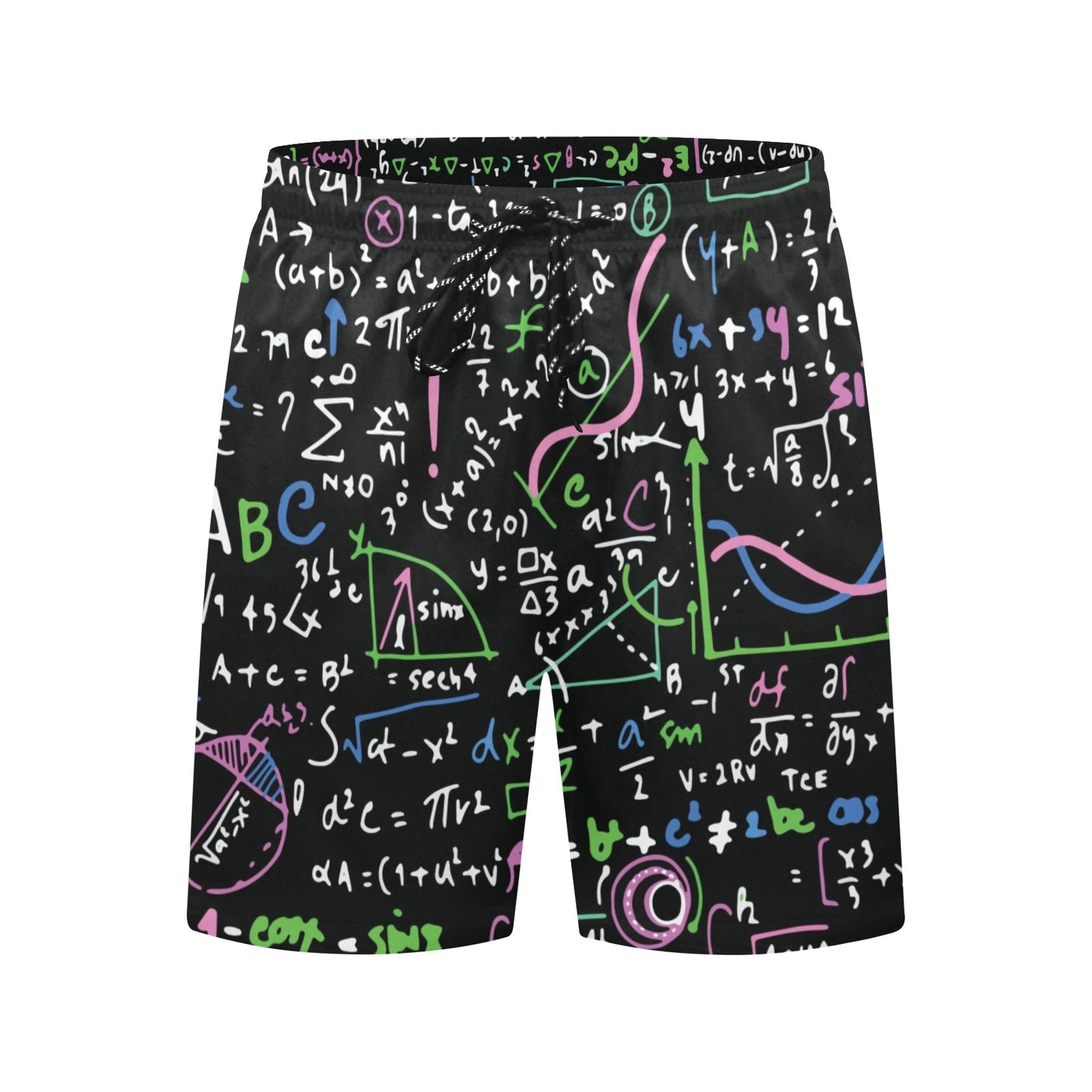 Equations In Green And Pink - Men's Mid-Length Beach Shorts Men's Mid-Length Beach Shorts Maths Science