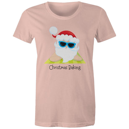 Christmas Baking - Womens T-shirt Pale Pink Christmas Womens T-shirt Merry Christmas