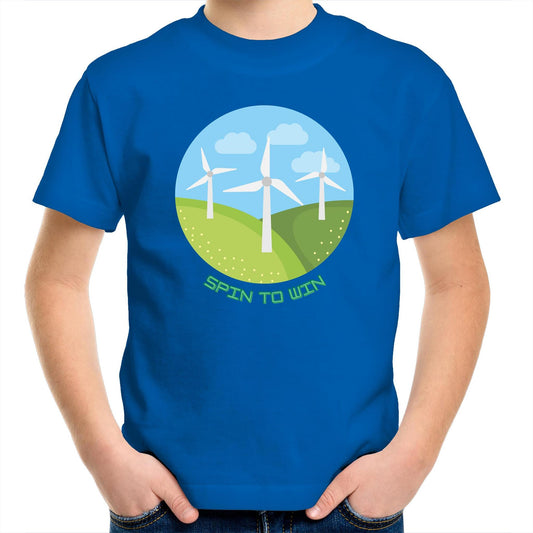 Spin To Win - Kids Youth Crew T-Shirt Bright Royal Kids Youth T-shirt Environment