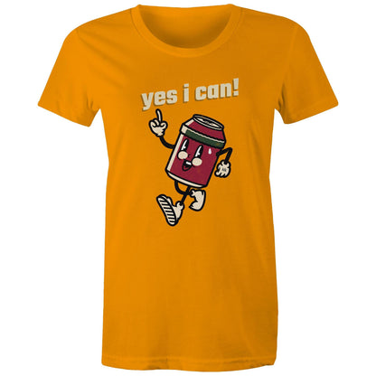 Yes I Can! - Womens T-shirt Orange Womens T-shirt Motivation Retro