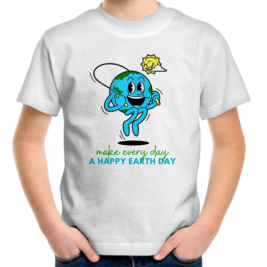 Make Every Day A Happy Earth Day - Kids Youth Crew T-Shirt White Kids Youth T-shirt Environment