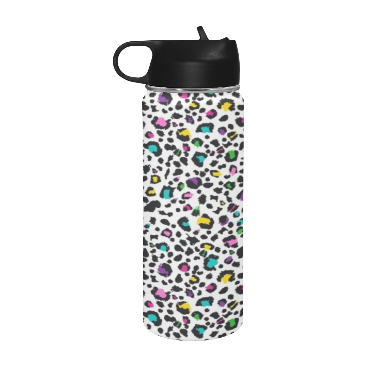 Animal Print In Colour - Insulated Water Bottle with Straw Lid (18 oz) Insulated Water Bottle with Straw Lid