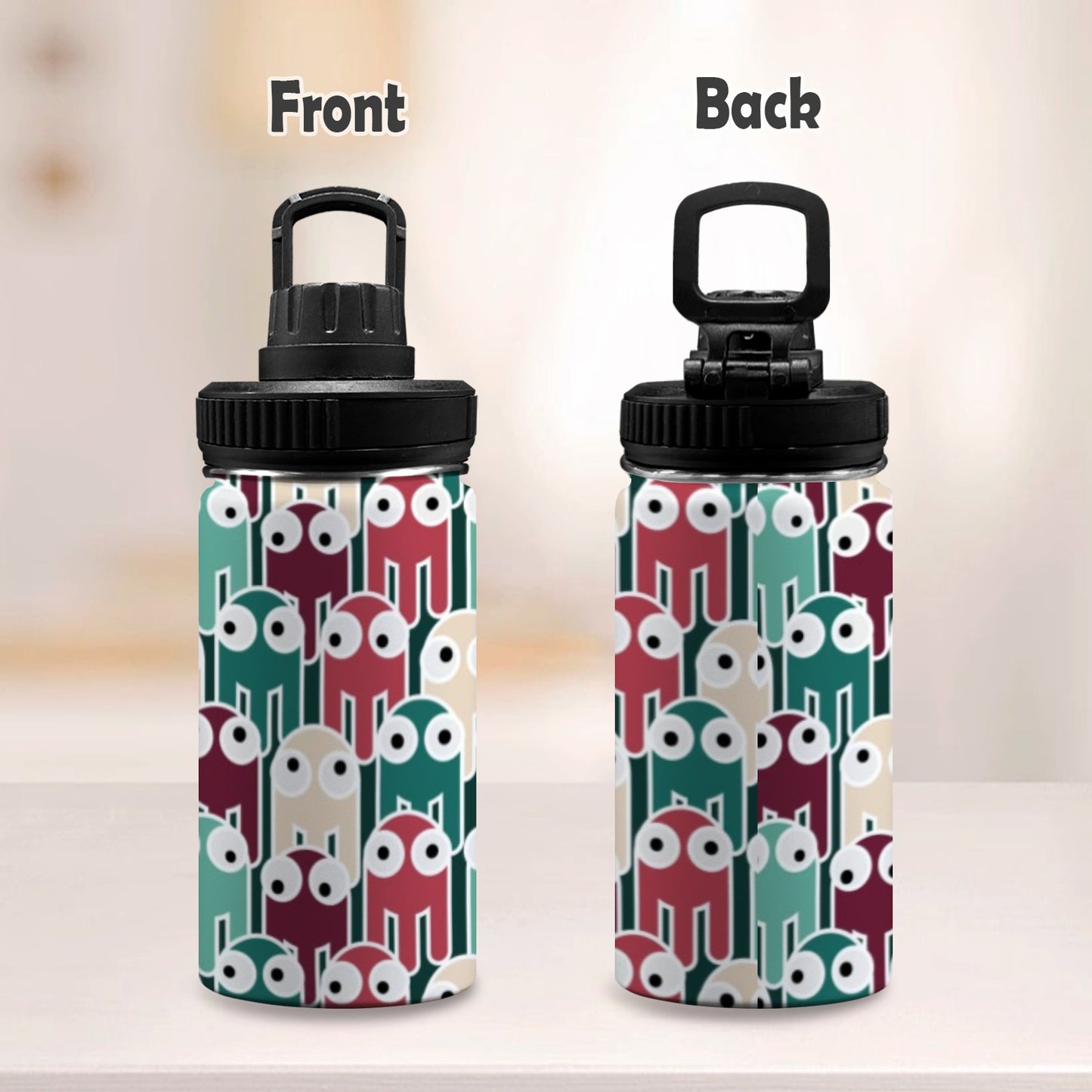 Cartoon Octopus - Kids Water Bottle with Chug Lid (12 oz) Kids Water Bottle with Chug Lid