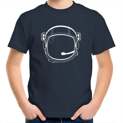 Astronaut Helmet - Kids Youth Crew T-Shirt Navy Kids Youth T-shirt Space
