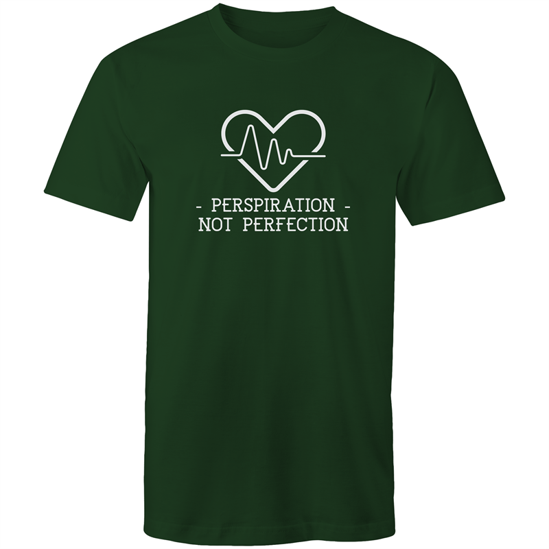 Perspiration Not Perfection - Short Sleeve T-shirt Forest Green Fitness T-shirt Fitness Mens Womens
