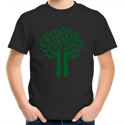 Green Tree - Kids Youth Crew T-Shirt Black Kids Youth T-shirt Environment Plants
