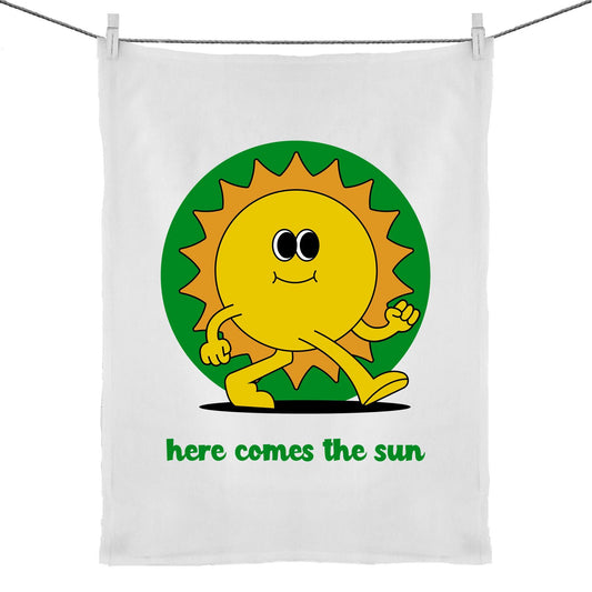 Here Comes The Sun - 50% Linen 50% Cotton Tea Towel Default Title Tea Towel