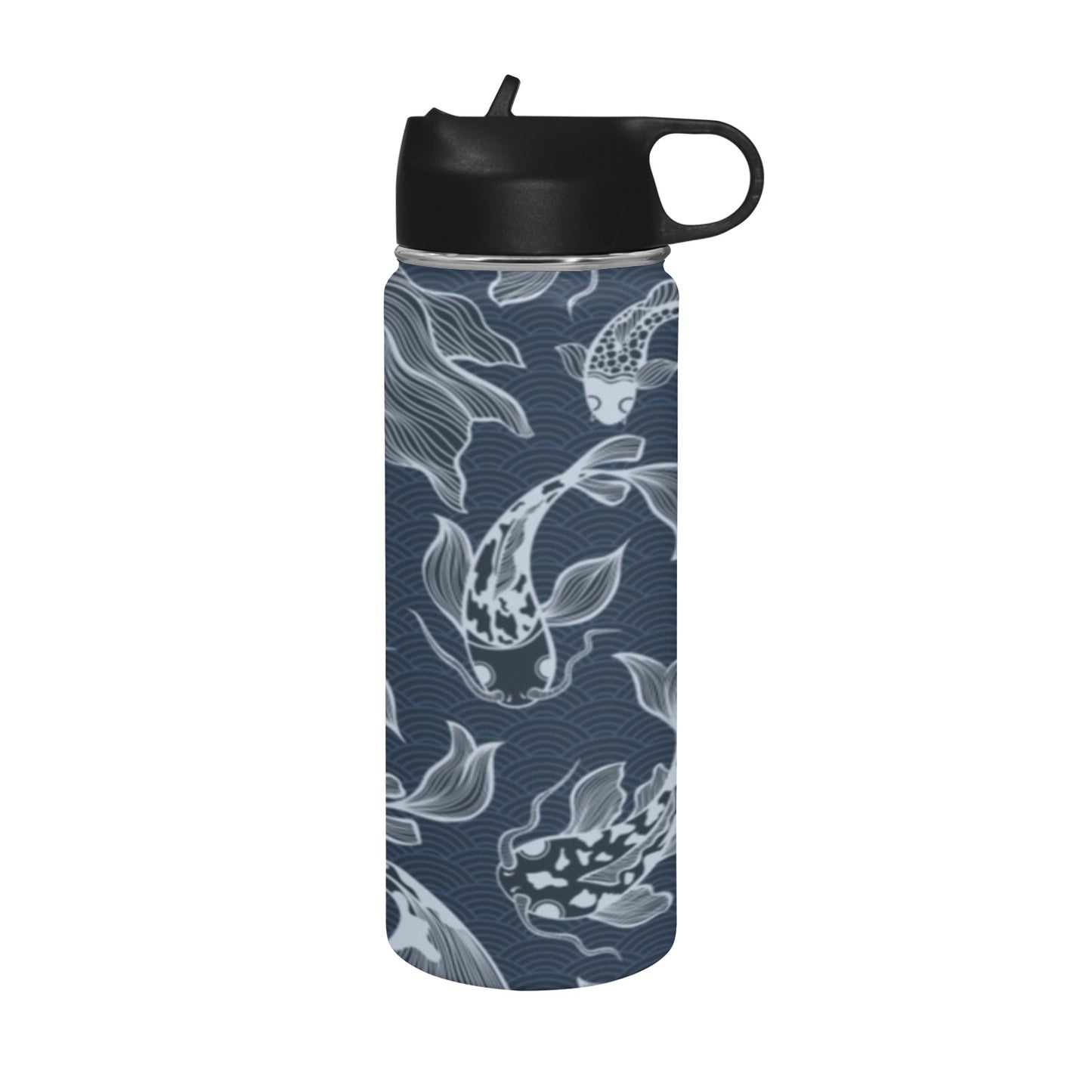 Blue Fish Insulated Water Bottle with Straw Lid (18 oz) Insulated Water Bottle with Straw Lid