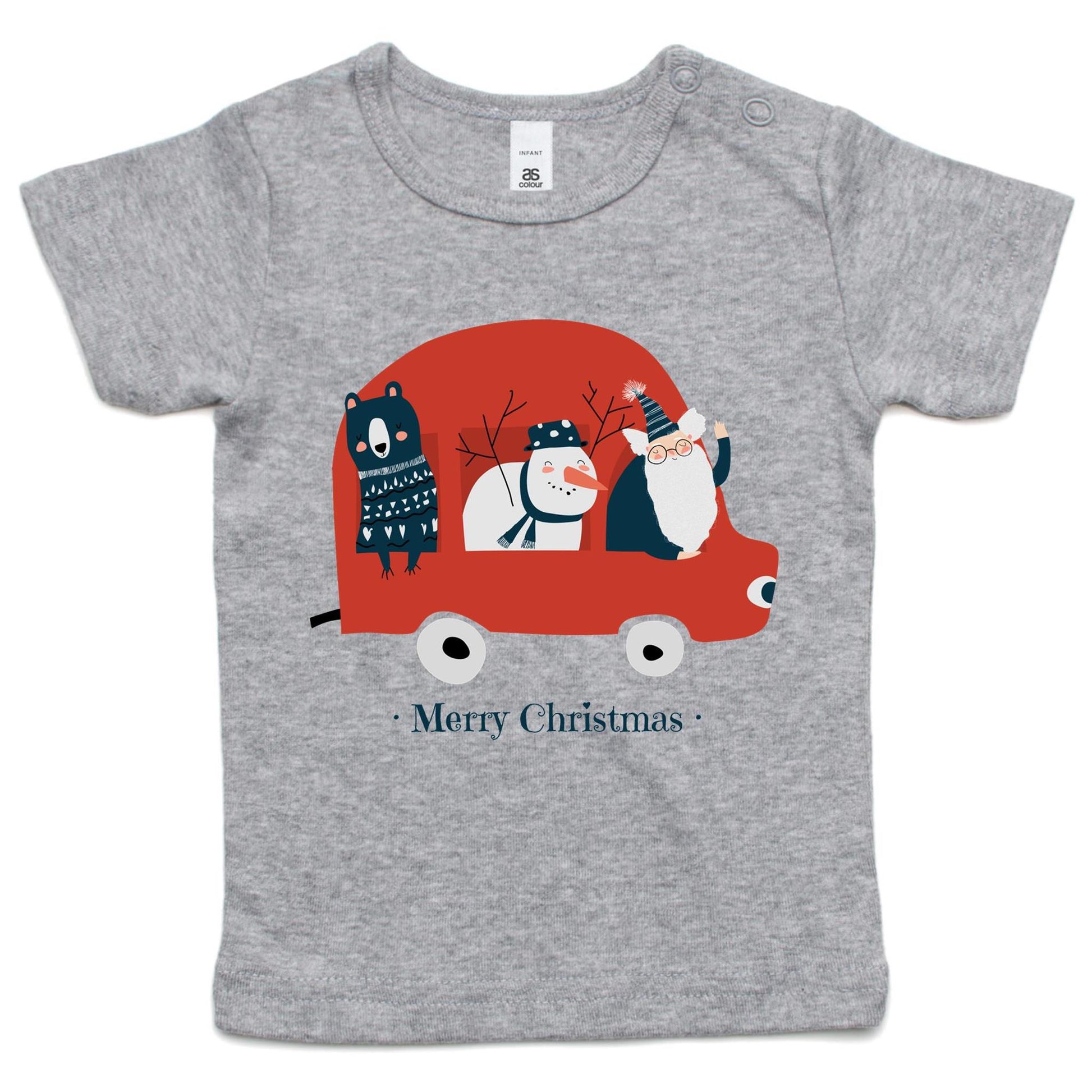 Santa Car - Baby T-shirt Grey Marle Christmas Baby T-shirt Merry Christmas