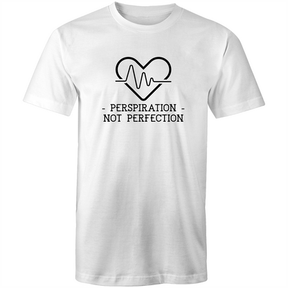 Perspiration Not Perfection - Short Sleeve T-shirt White Fitness T-shirt Fitness Mens Womens