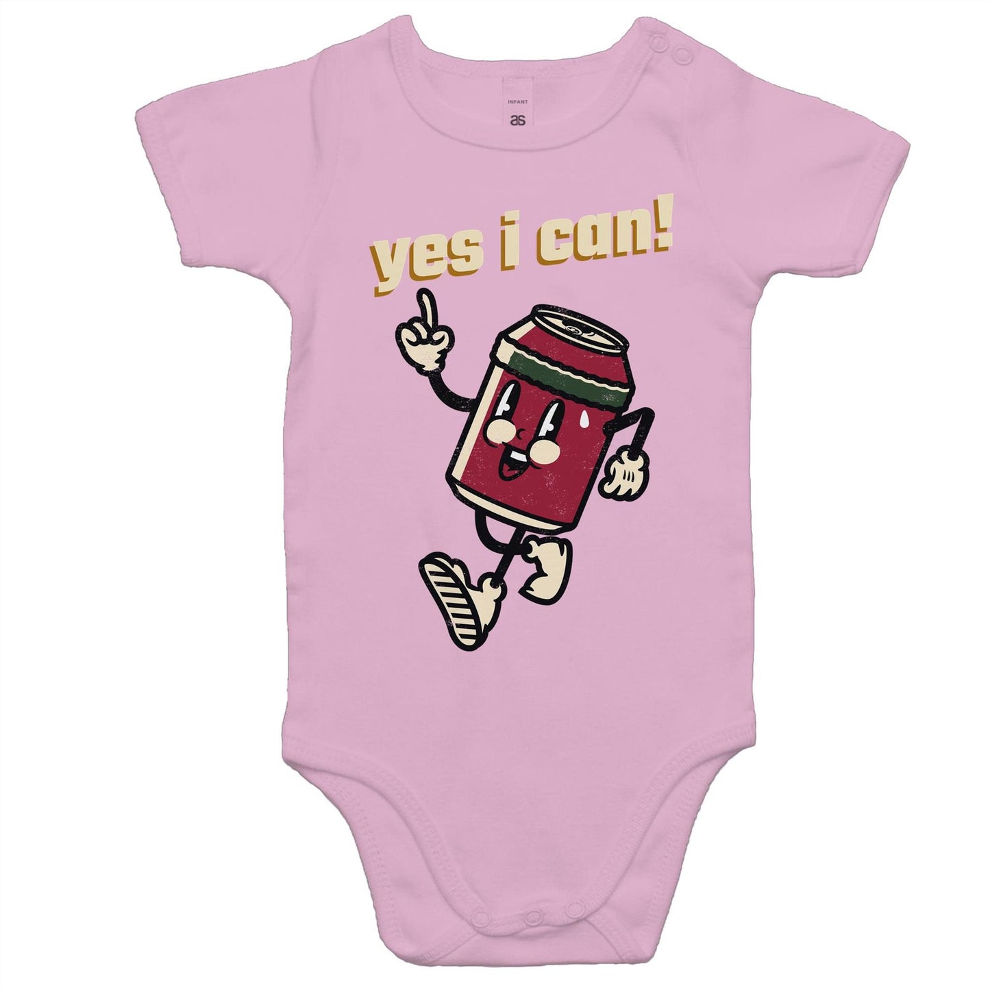 Yes I Can! - Baby Bodysuit Pink Baby Bodysuit Motivation Retro