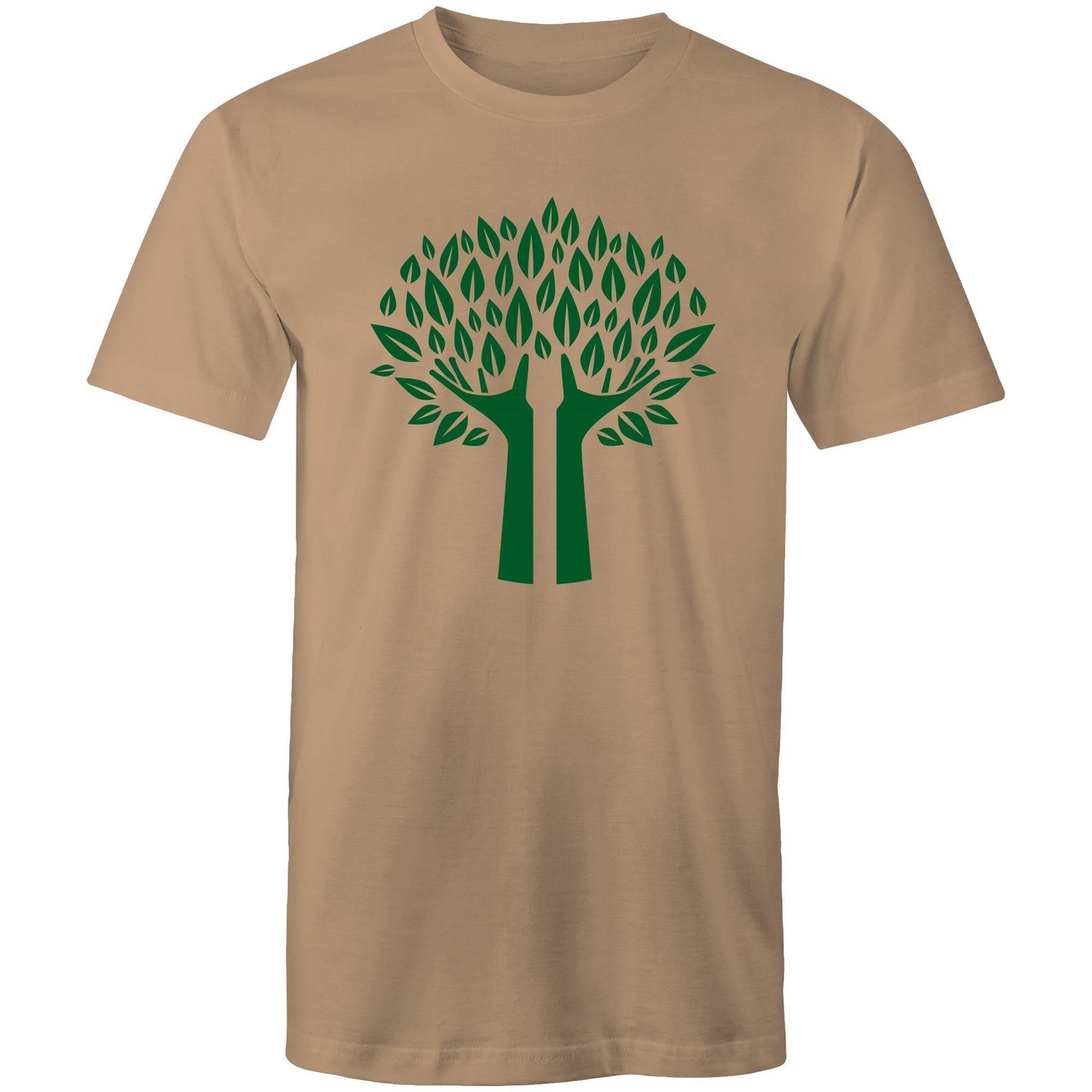 Green Tree - Mens T-Shirt Tan Mens T-shirt Environment Mens Plants