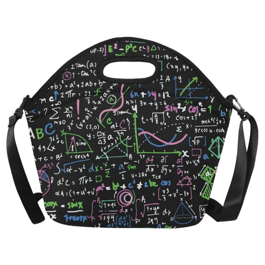 Equations In Green And Pink - Neoprene Lunch Bag/Large Neoprene Lunch Bag/Large Maths Science