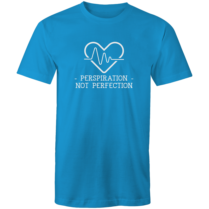 Perspiration Not Perfection - Short Sleeve T-shirt Arctic Blue Fitness T-shirt Fitness Mens Womens