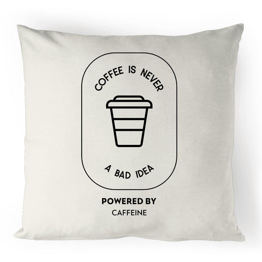 Powered By Caffeine - 100% Linen Cushion Cover Natural One-Size Linen Cushion Cover