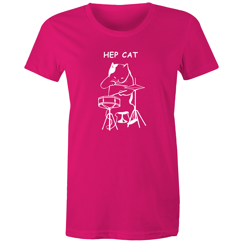Hep Cat - Women's T-shirt Fuchsia Womens T-shirt Music Womens