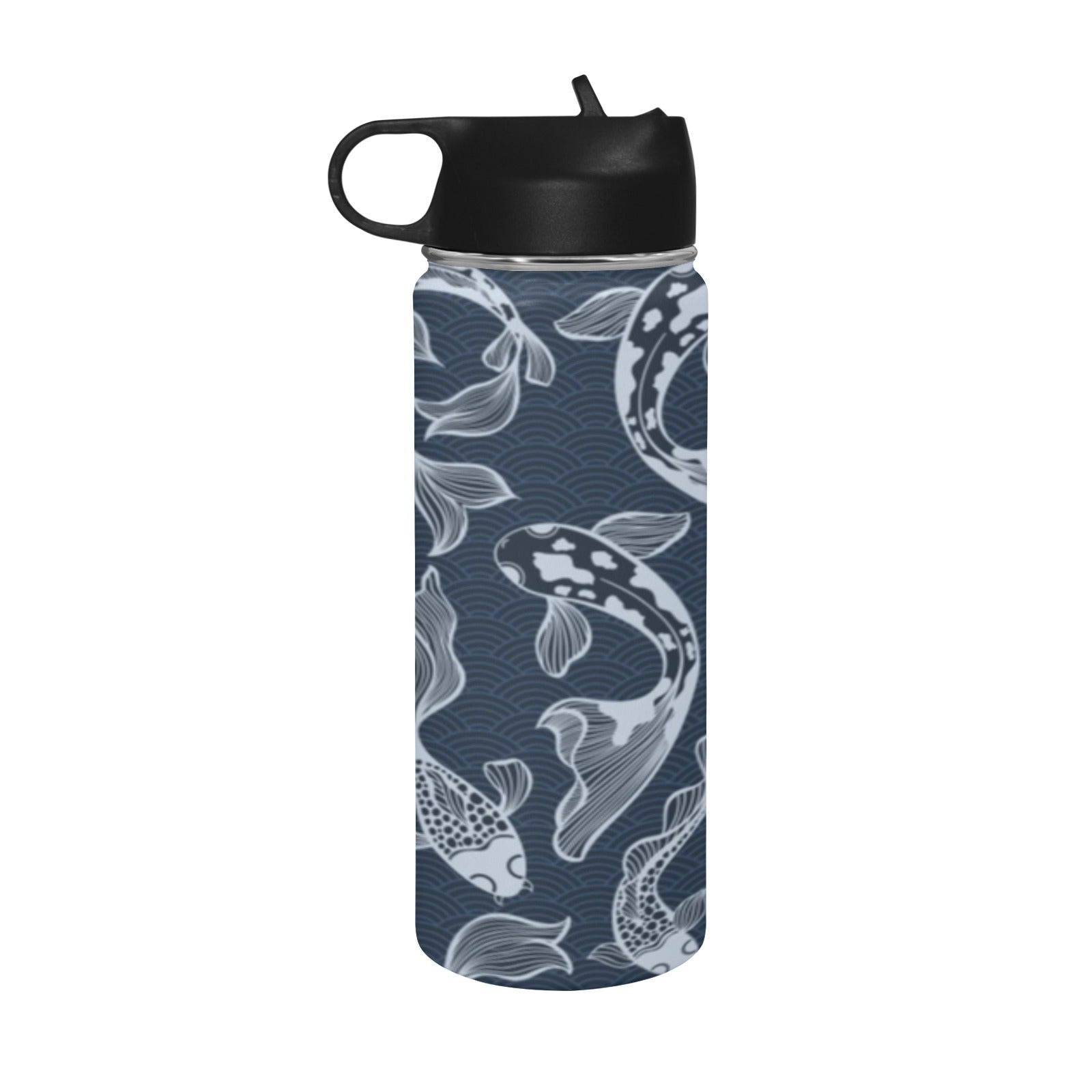 Blue Fish Insulated Water Bottle with Straw Lid (18 oz) Insulated Water Bottle with Straw Lid
