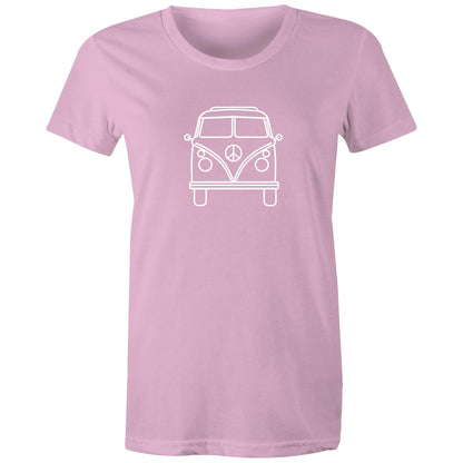 Beach Van - Women's T-shirt Pink Womens T-shirt Retro Summer Surf Womens