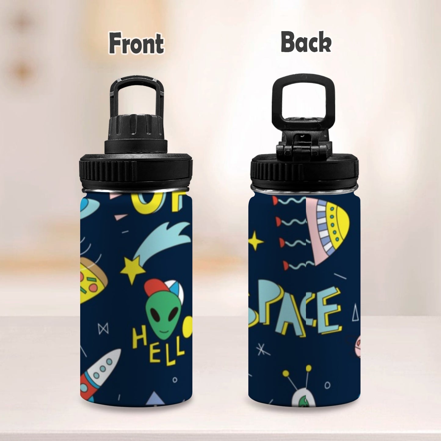 Hello Alien - Kids Water Bottle with Chug Lid (12 oz) Kids Water Bottle with Chug Lid