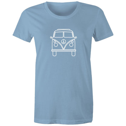 Beach Van - Women's T-shirt Carolina Blue Womens T-shirt Retro Summer Surf Womens