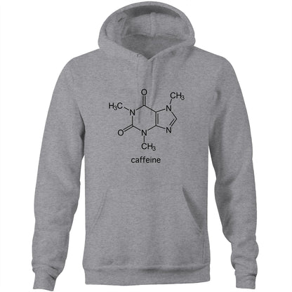 Caffeine Molecule - Pocket Hoodie Sweatshirt Grey Marle Hoodie Coffee Mens Science Womens