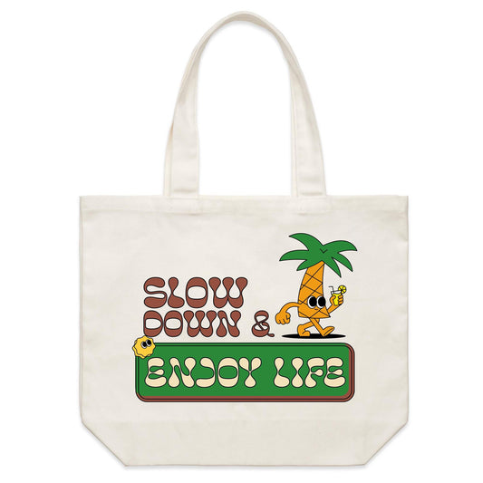 Slow Down & Enjoy Life - Shoulder Canvas Tote Bag Default Title Shoulder Tote Bag Motivation Summer