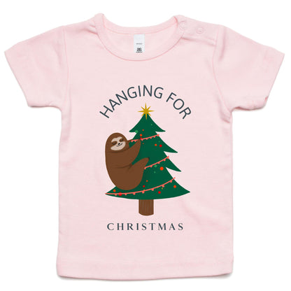 Hanging For Christmas - Baby T-shirt Pink Christmas Baby T-shirt Merry Christmas