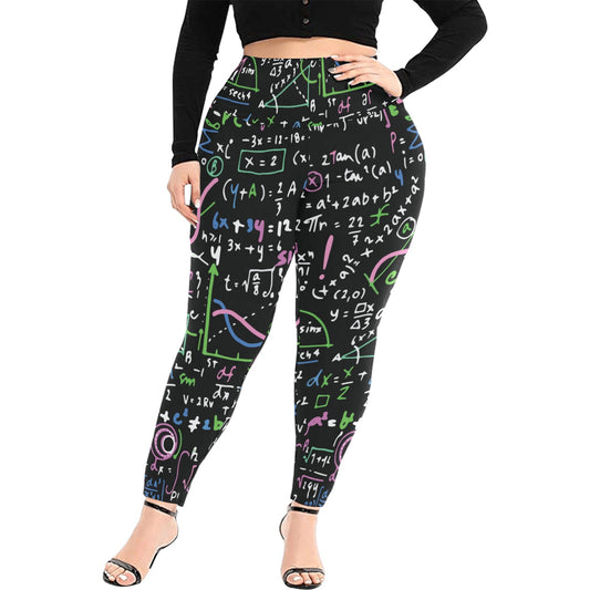 Equations In Green And Pink - Women's Extra Plus Size High Waist Leggings Women's Extra Plus Size High Waist Leggings Maths Science