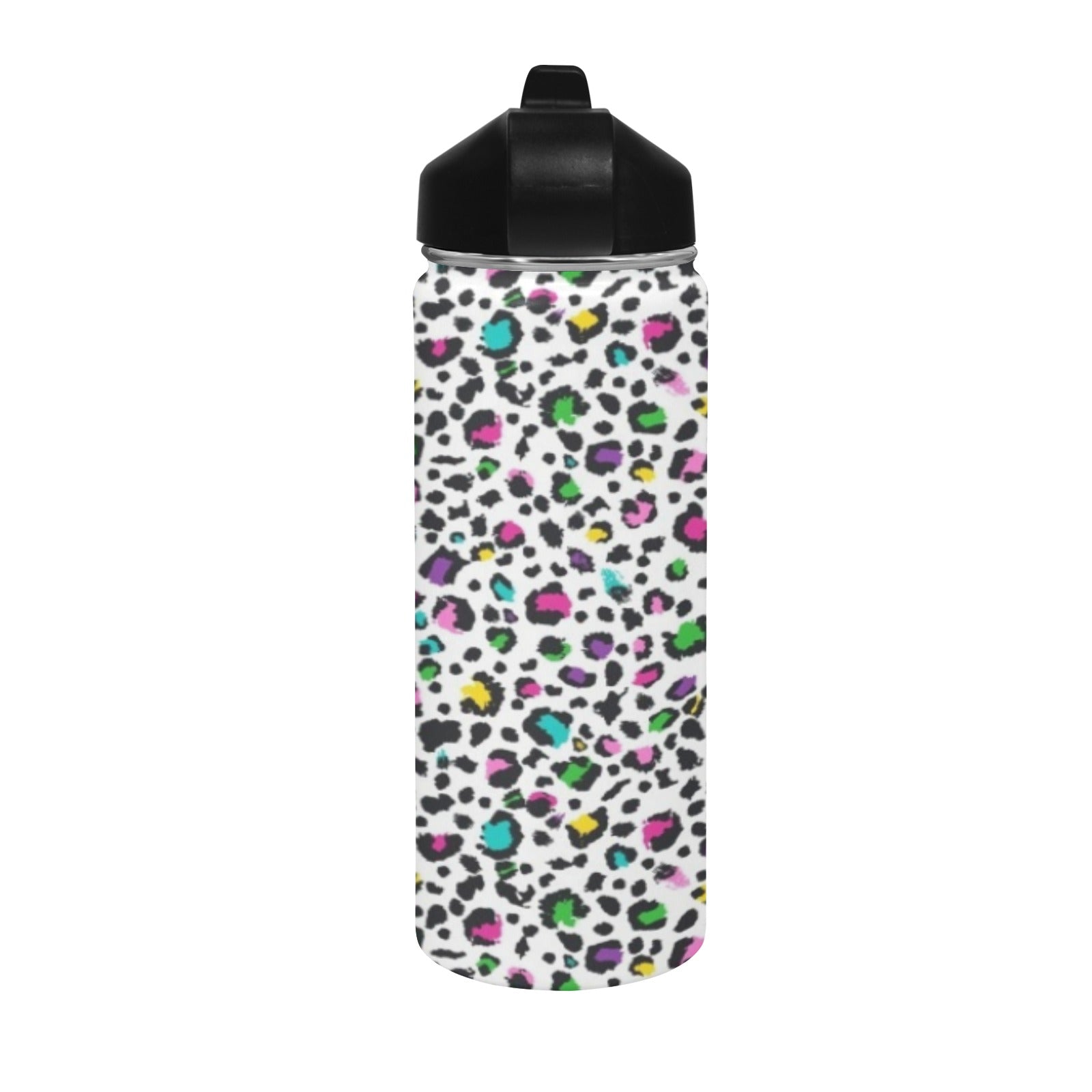 Animal Print In Colour - Insulated Water Bottle with Straw Lid (18 oz) Insulated Water Bottle with Straw Lid