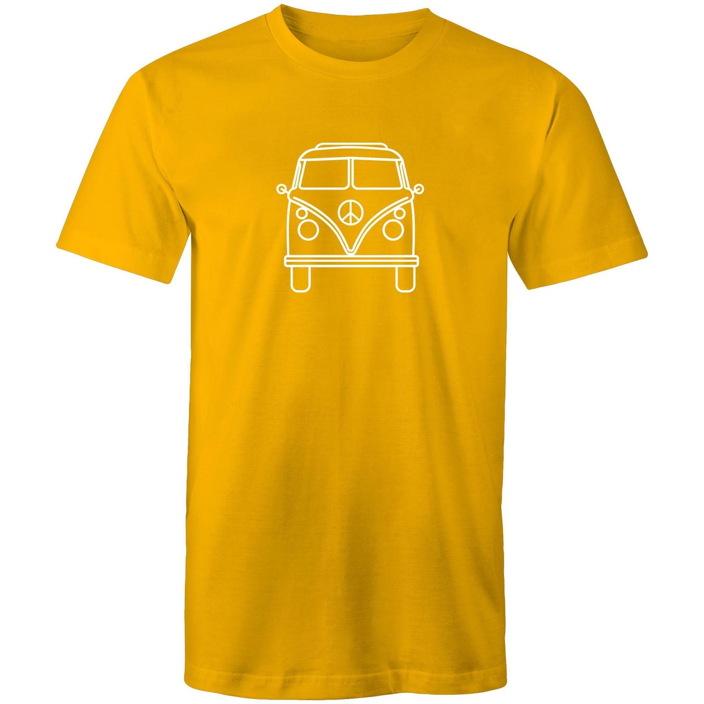 Beach Van - Mens T-Shirt Gold Mens T-shirt Mens Retro Summer Surf
