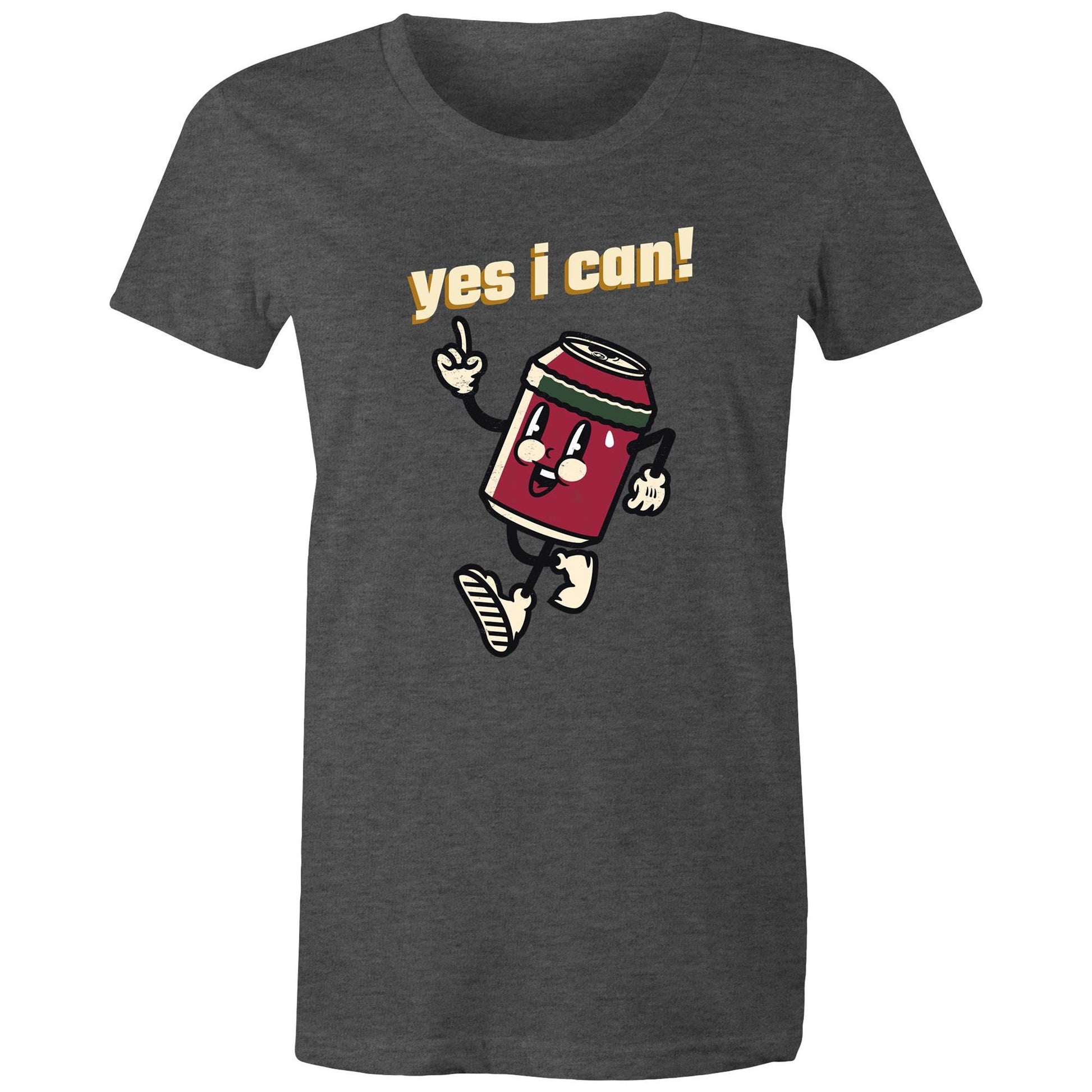 Yes I Can! - Womens T-shirt Asphalt Marle Womens T-shirt Motivation Retro