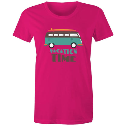 Vacation Time - Women's T-shirt Fuchsia Womens T-shirt Retro Summer Womens