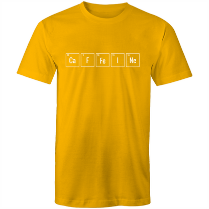 Caffeine Symbols - Mens T-Shirt Gold Mens T-shirt Coffee Mens Science