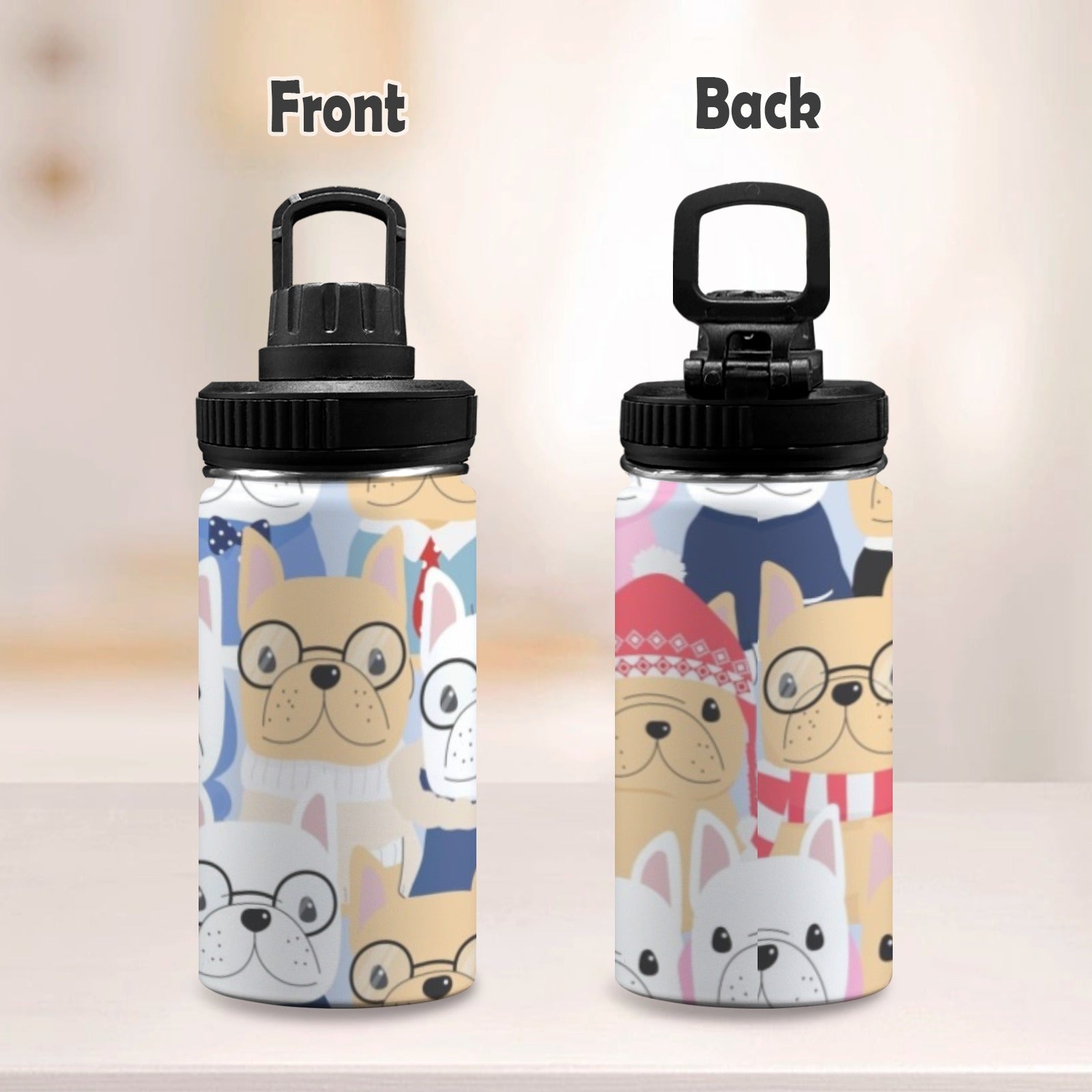 Dog Crowd - Kids Water Bottle with Chug Lid (12 oz) Kids Water Bottle with Chug Lid