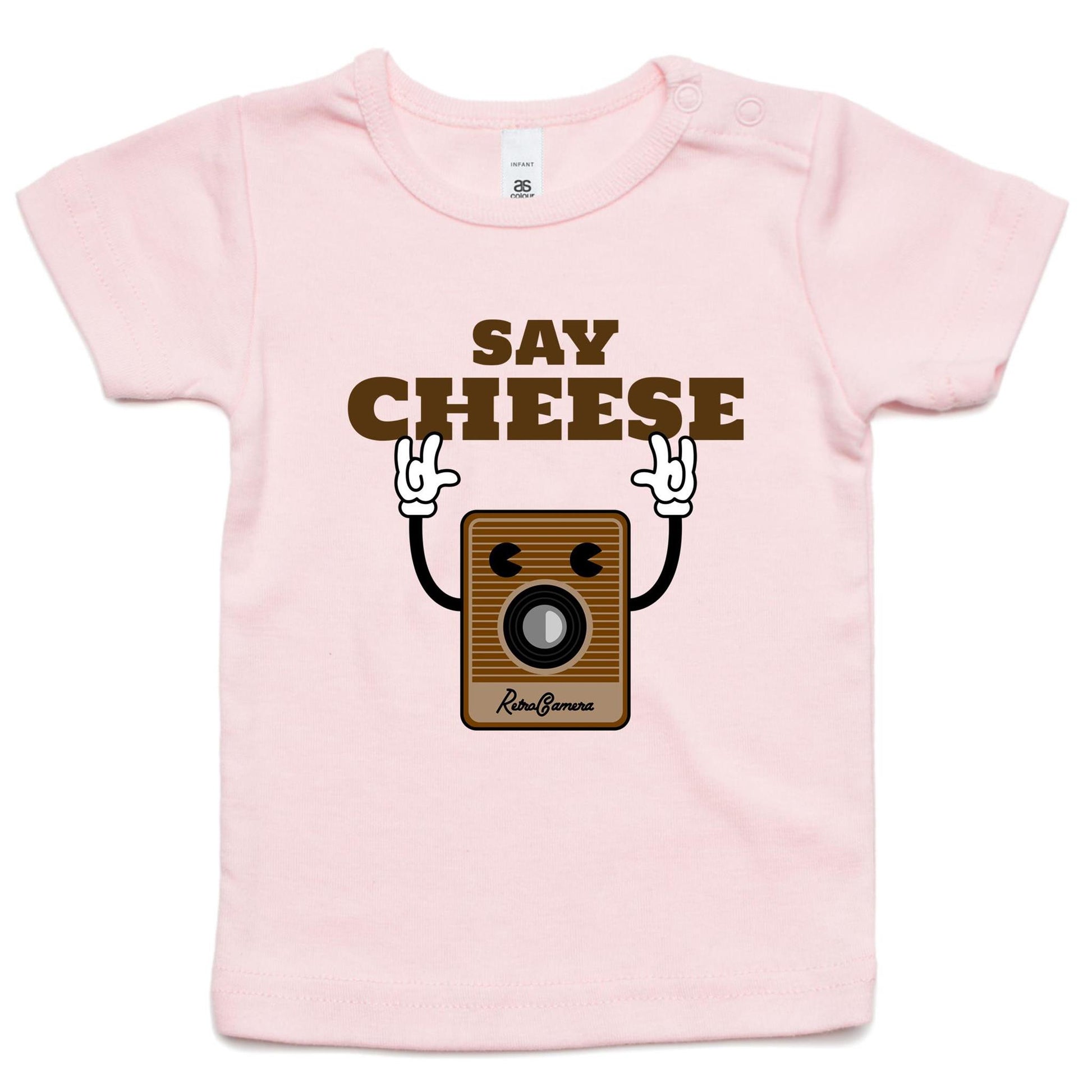 Say Cheese, Retro Camera - Baby T-shirt Pink Baby T-shirt Retro Tech