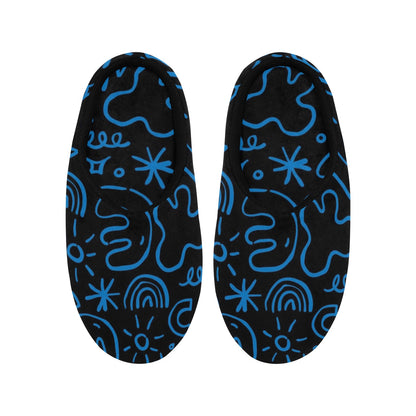 Blue Squiggle - Women's Non-Slip Cotton Slippers Women's Non-Slip Cotton Slippers