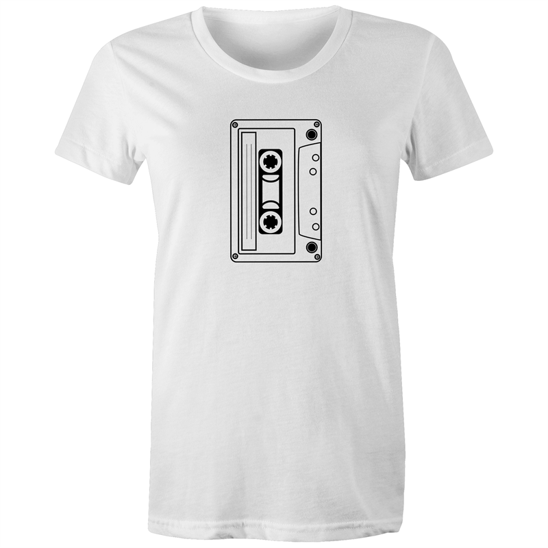 Cassette - Women's T-shirt White Womens T-shirt Music Retro Womens
