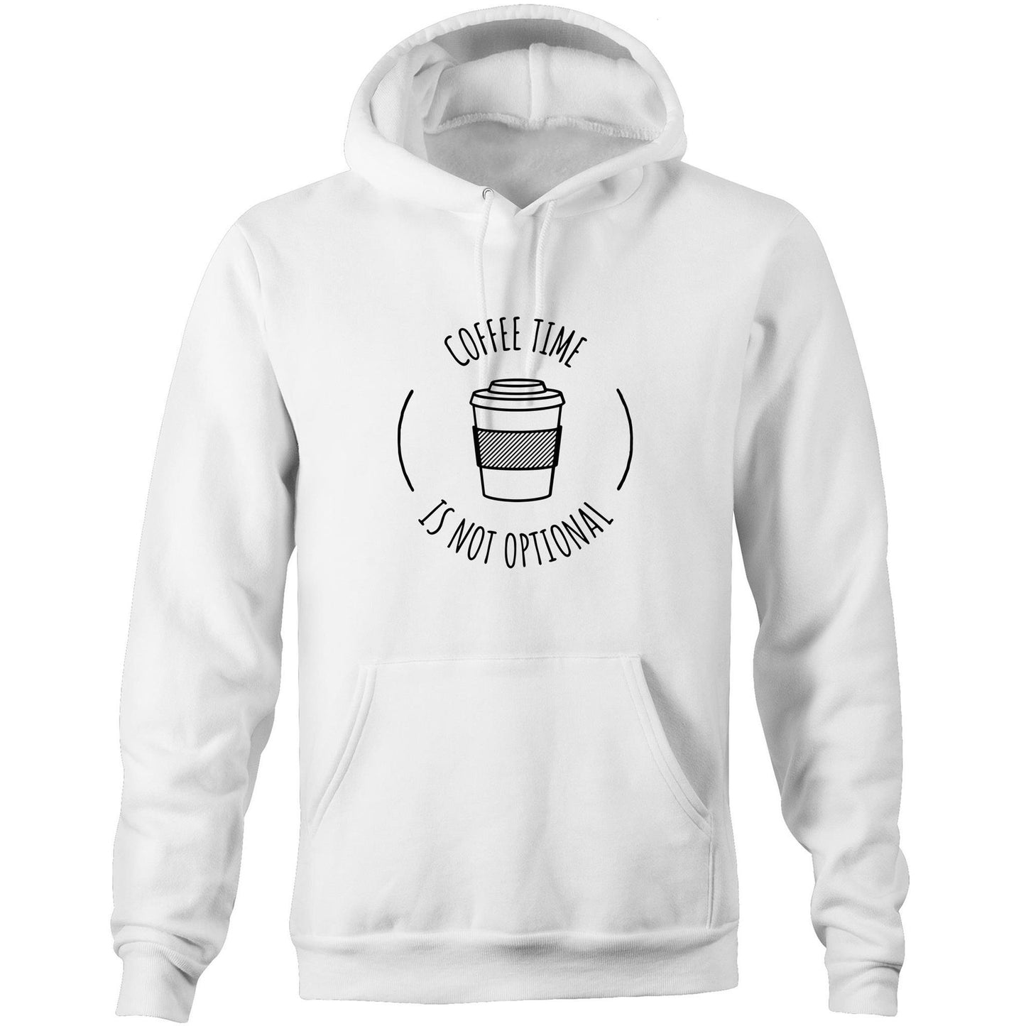 Coffee Time - Pocket Hoodie Sweatshirt White Hoodie Coffee Funny Mens Womens