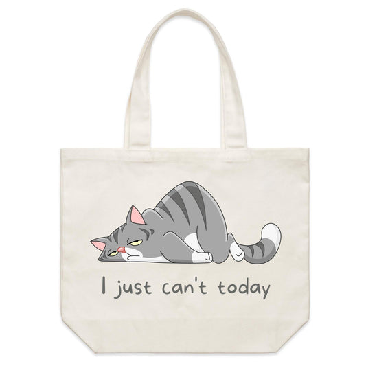 Cat, I Just Can't Today - Shoulder Canvas Tote Bag Default Title Shoulder Tote Bag animal