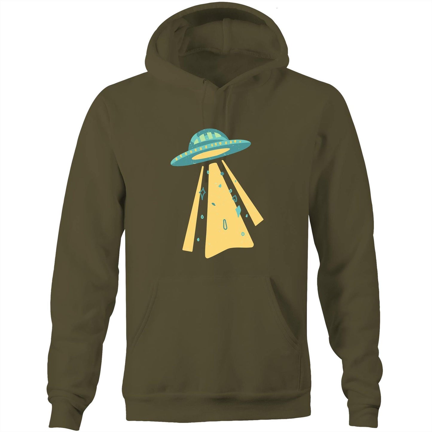 UFO - Pocket Hoodie Sweatshirt Army Hoodie Mens Retro Sci Fi Space Womens