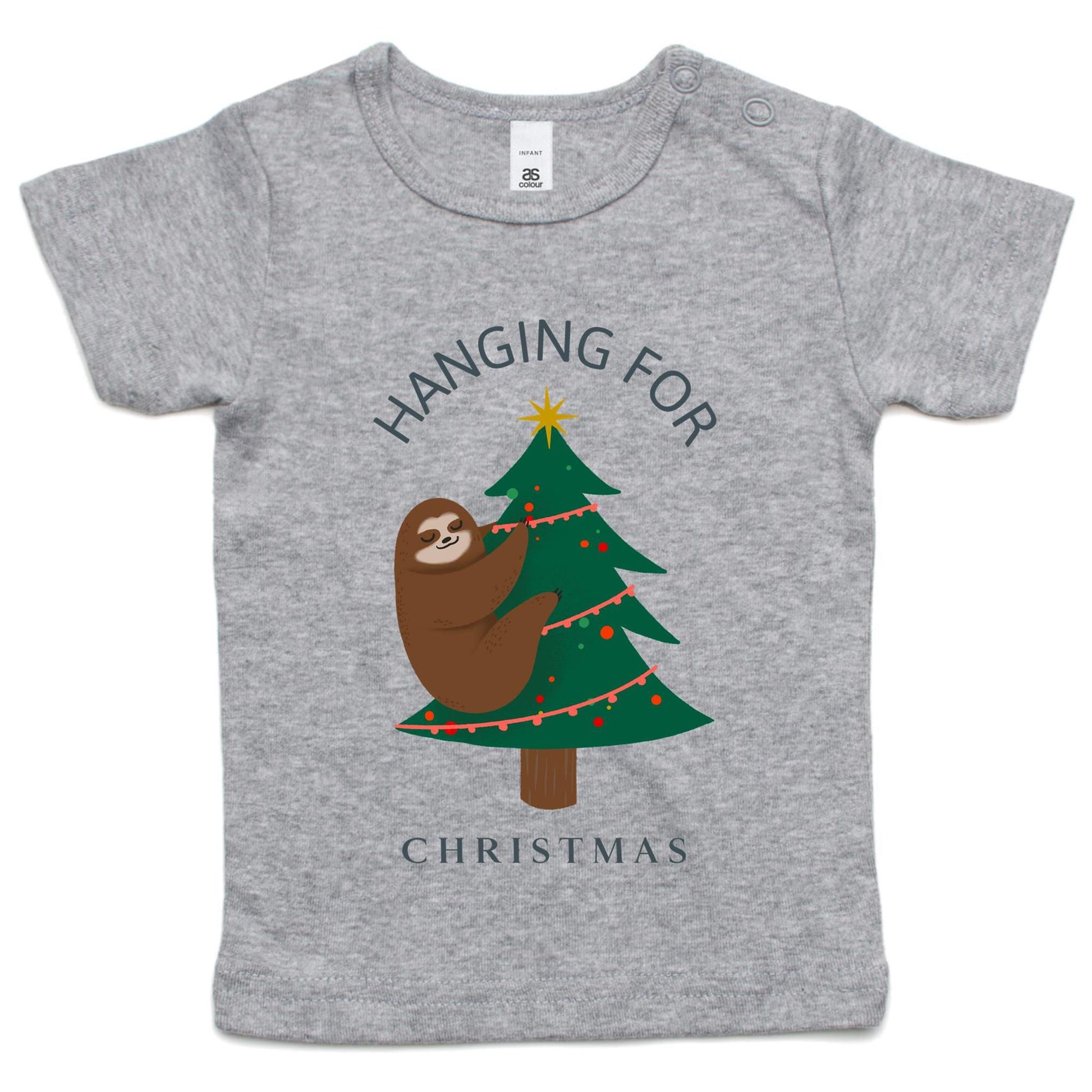 Hanging For Christmas - Baby T-shirt Grey Marle Christmas Baby T-shirt Merry Christmas