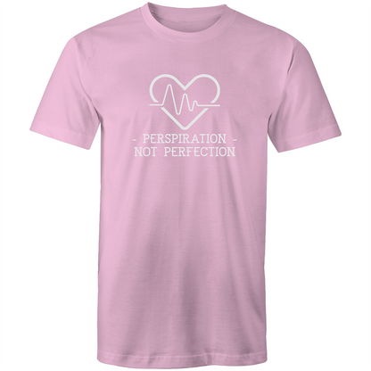 Perspiration Not Perfection - Short Sleeve T-shirt Pink Fitness T-shirt Fitness Mens Womens