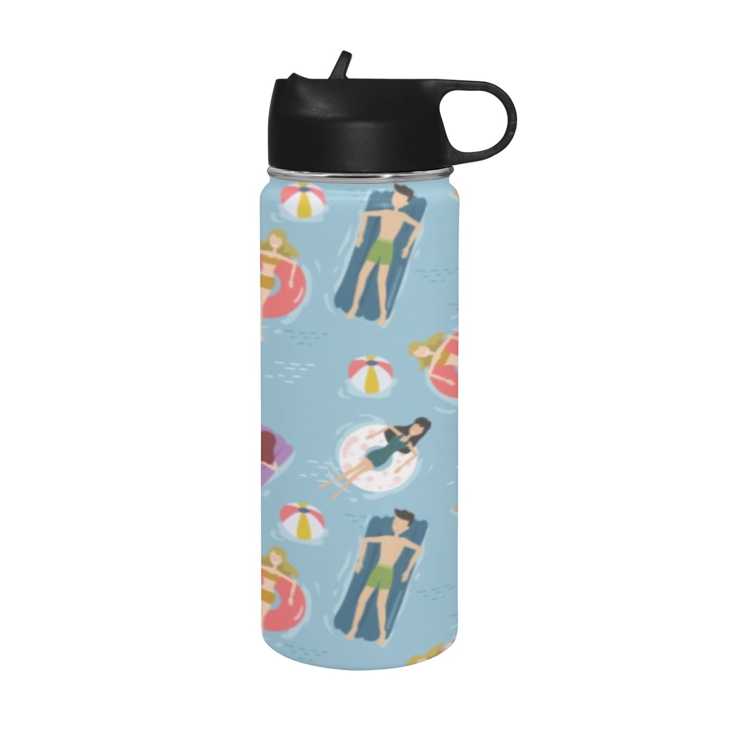 Beach Float - Insulated Water Bottle with Straw Lid (18 oz) Insulated Water Bottle with Straw Lid