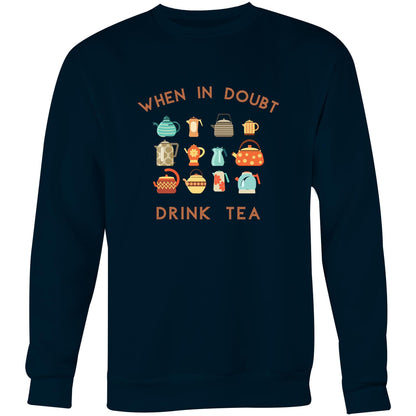 Drink Tea - Crew Sweatshirt Navy Sweatshirt Mens Tea Womens
