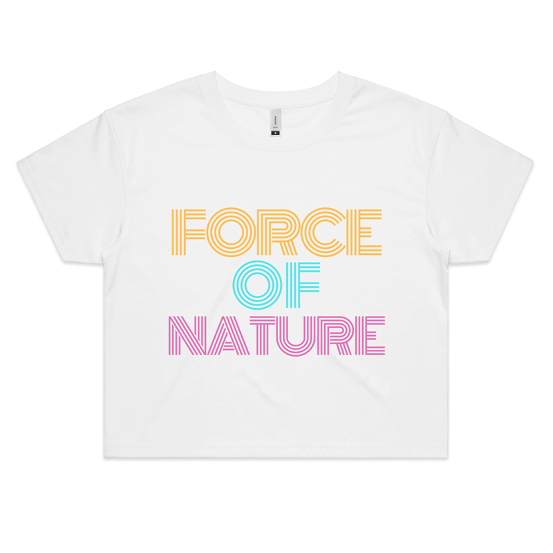 Force Of Nature - Womens Crop Tee White Fitness Crop Fitness Womens