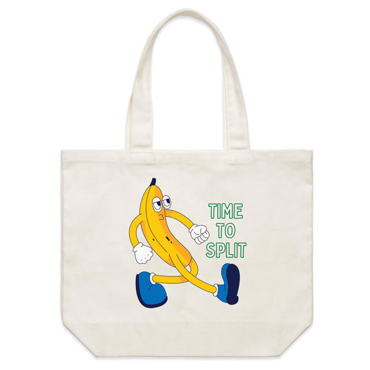 Banana, Time To Split - Shoulder Canvas Tote Bag Default Title Shoulder Tote Bag Funny