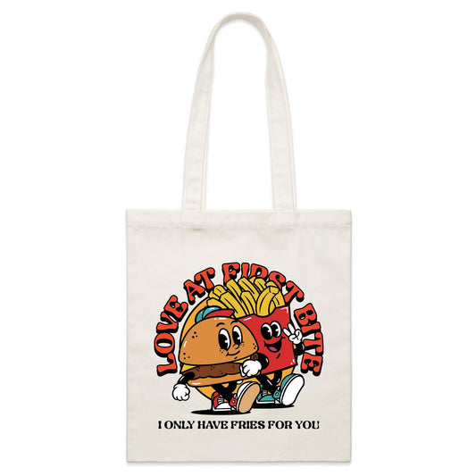 Love At First Bite, Burger And Fries - Parcel Canvas Tote Bag Default Title Parcel Tote Bag Food